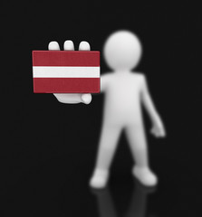 Man and Latvian flag. Image with clipping path