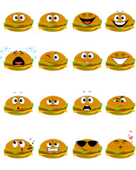 Sixteen hamburgers emojis