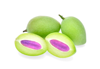 Green marian plum or maprang isolated on white background