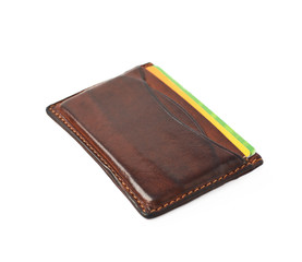 Leather card holder wallet isolated
