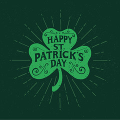 St. Patrick's Day. Retro Style Emblems leaf clover. Typography. Vector illustration. - obrazy, fototapety, plakaty