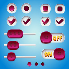 Maroon buttons. GUI and UI elements
