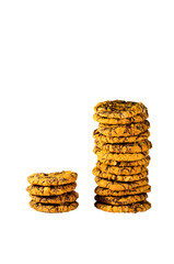 Stack of the chocolate chip cookies isolated on white