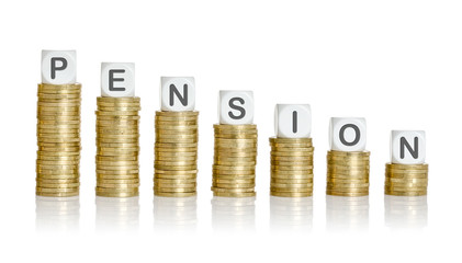 Coin stacks with letter dice - Pension