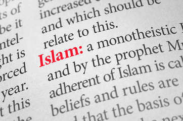 Obraz premium Definition of the word Islam in a dictionary