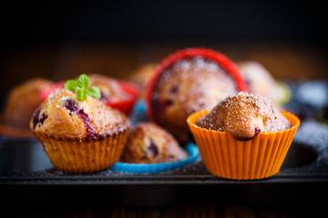 sweet muffins with berries inside