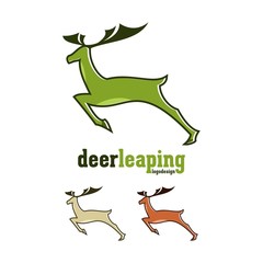 Deer Logo, Outline Design of Deer Leaping Logo Vector