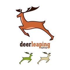 Deer Logo, Outline Design of Deer Leaping Logo