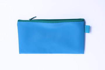 blue leather pencil case
