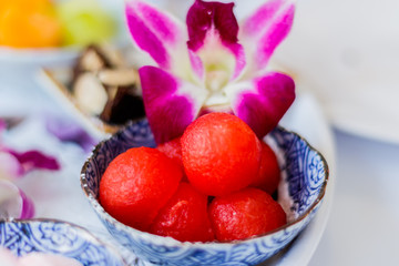 Watermelon Fruit Salad Fresh and Ripe Watermelon Balls in cup