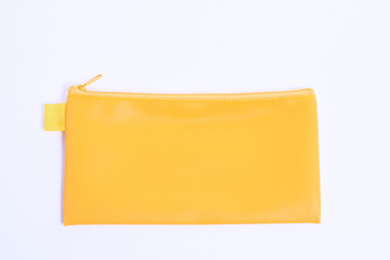 yellow leather pencil case