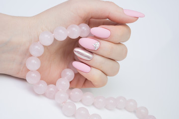 Beautiful woman's hands. Natural nails and manicure. Spa procedure.