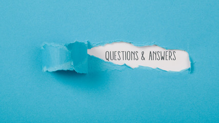Questions and answers message on Paper torn ripped opening