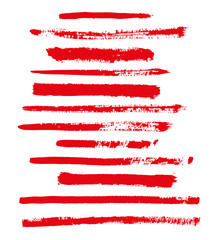 red vector brush strokes of paint on white background