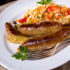 Potato sausage from grated potatoes and pork.