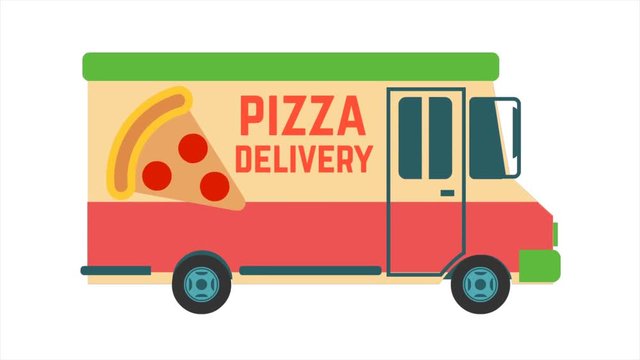 pizza delivery truck animation