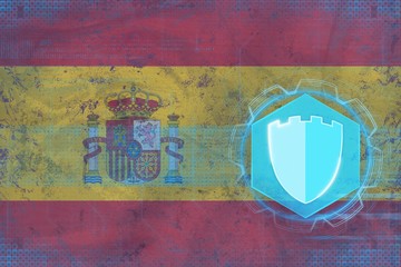 Spain internet protection. Computer defense concept.