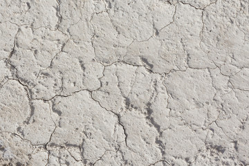 White arid cracked dry textured desert soil