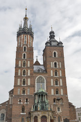 Fototapeta na wymiar St. Mary gothic church facade in Krakow, Poland
