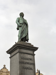 Fototapeta premium Adam Mickiewicz monument closeup in Krakow, Poland.