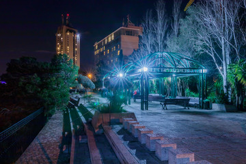 Pergola on Louis Promenade  at night Haifa