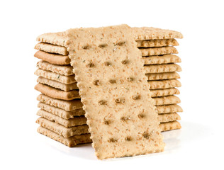 stack of grain crispbreads isolated on white background