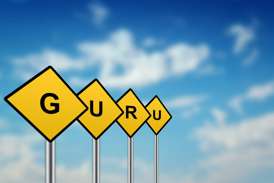 Guru On Yellow Road Sign