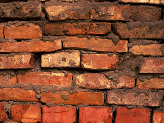 Old red brick wall textured