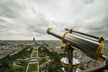 Binoculars at viewpoint on the top of Eiffel Tower Paris, France - Powered by Adobe