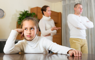 Fototapeta premium Family with daughter having conflict