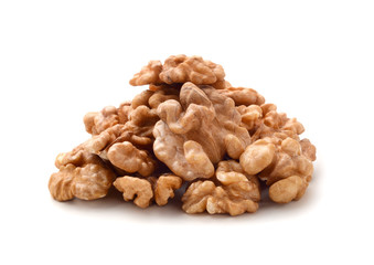 Walnuts without shell isolated on white