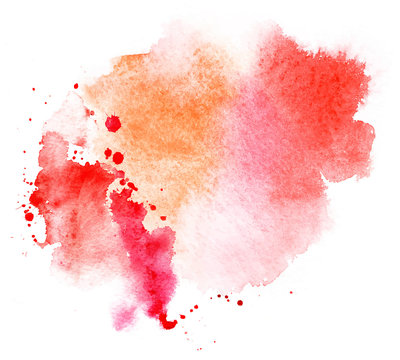 bright red splash stain watercolor paint. grunge illustration