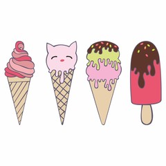 Ice cream. Styling in cartoon style