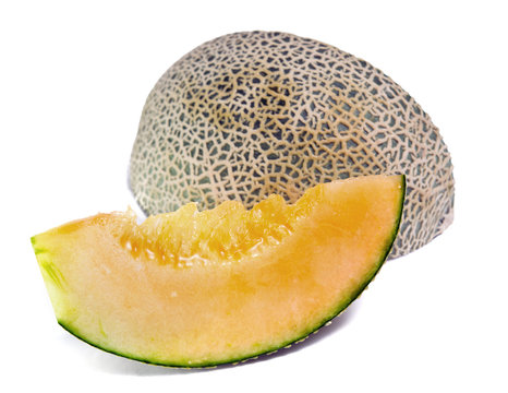 Cantaloupe or Charentais melon isolated on white