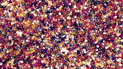 Purple, golden and blue beads background