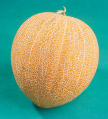 Ripe melon on green background
