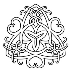 Vector illustration of Celtic fantasy style trinity symbol black and white