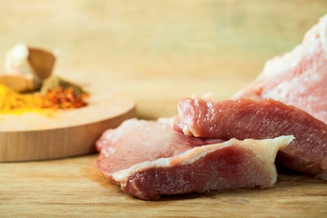 Piece of meat and seasoning