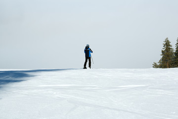 Fototapeta na wymiar Skiing, ski, skier concept- skiing in the mountains.