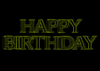 Vector word happy birthday,  green light on black background