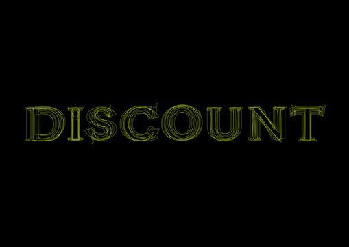 Vector word discount,  green light on black background