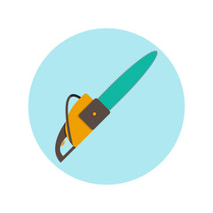 Vector illustration of chainsaw on a blue background