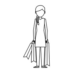 young woman with shopping bag vector illustration design