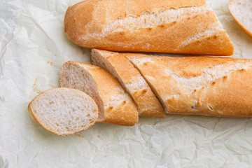 Hot french bread on paper