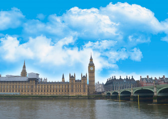 Fototapeta premium Postcard from London Palace of Westminster and Big Ben