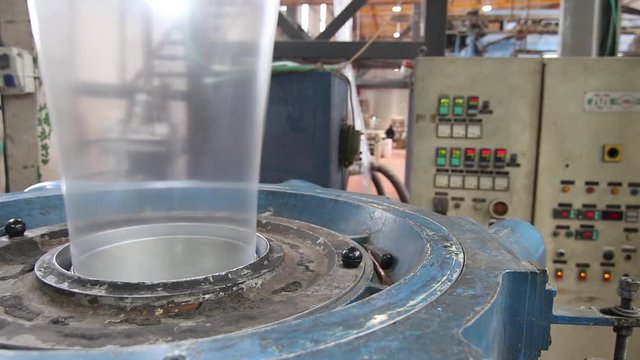 Plastic bag machine in a factory