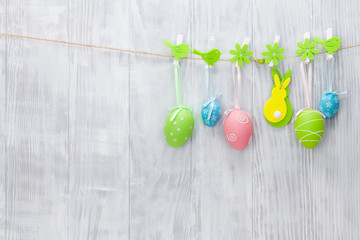 Colorful easter eggs and decor