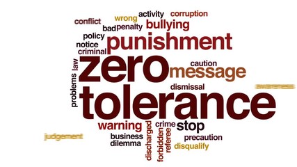Zero tolerance animated word cloud, text design animation.