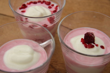 Joghurtdessert mit Himbeeren