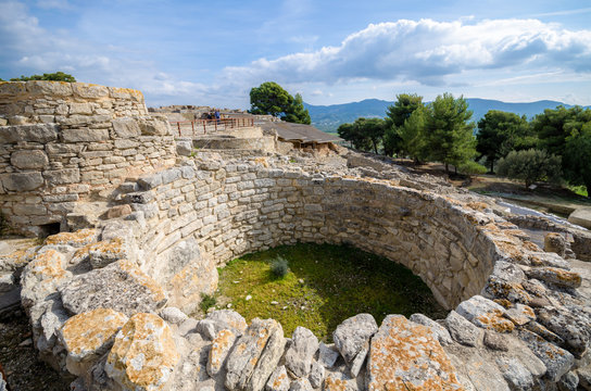 Ancient ruins of Phaistos city, Crete. Here was found the famous Phaistos Disc a disk of fired clay covered on both sides with a spiral of stamped hieroglyphic symbols.